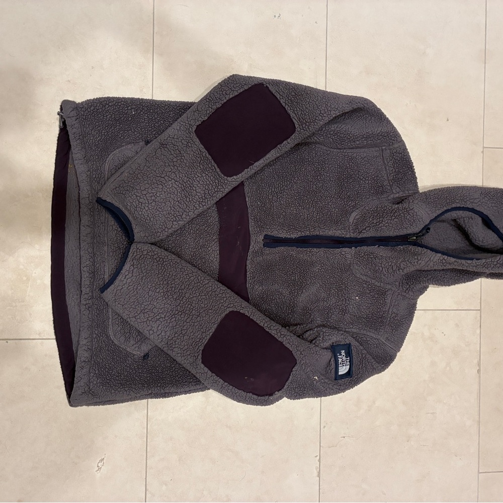 Grey North Face  Sherpa Pullover with Pockets